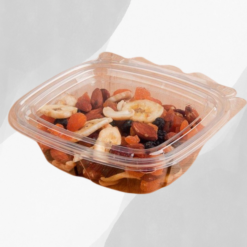 8 Oz. Dart Clear Tamper-Resistant, Tamper-Evident Hinged Container with Flat Lid - 100/Case