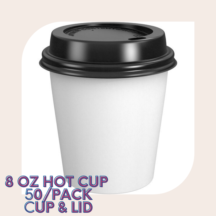 8 oz. Hot Cup and Lid - 50/Pack (white paper)