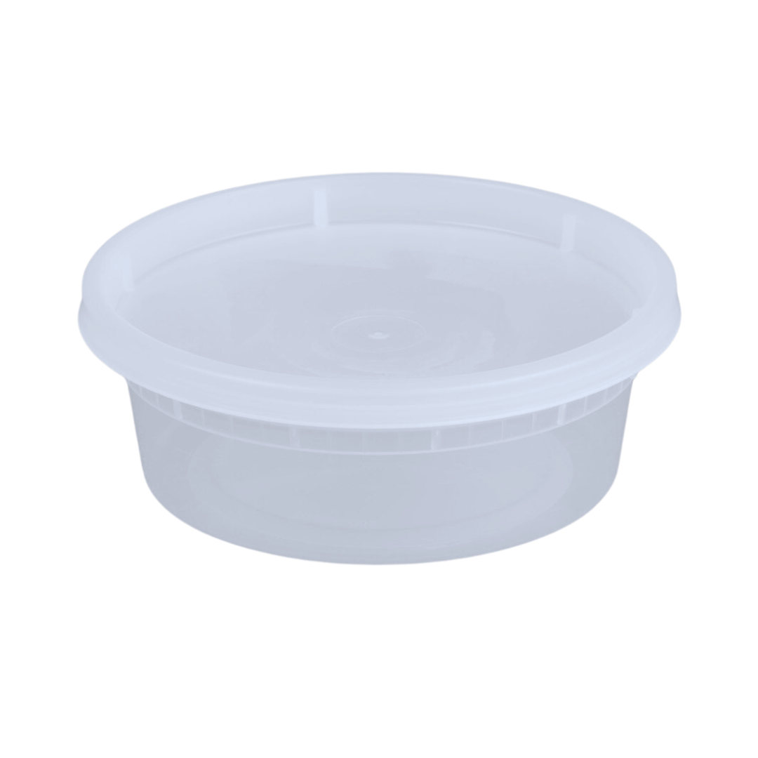8 oz.  Deli Container and Lid Combo Microwavable Translucent Plastic Pack - 240/Case