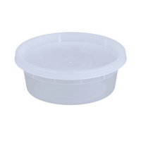 8 oz.  Deli Container and Lid Combo Microwavable Translucent Plastic Pack - 240/Case