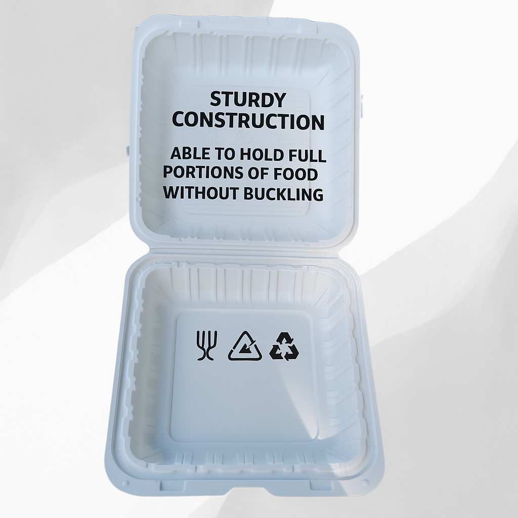 7.5 x 8" 1-Compartment Microwaveable White Mineral-Filled Plastic Hinged Take-Out Container - 150/Case