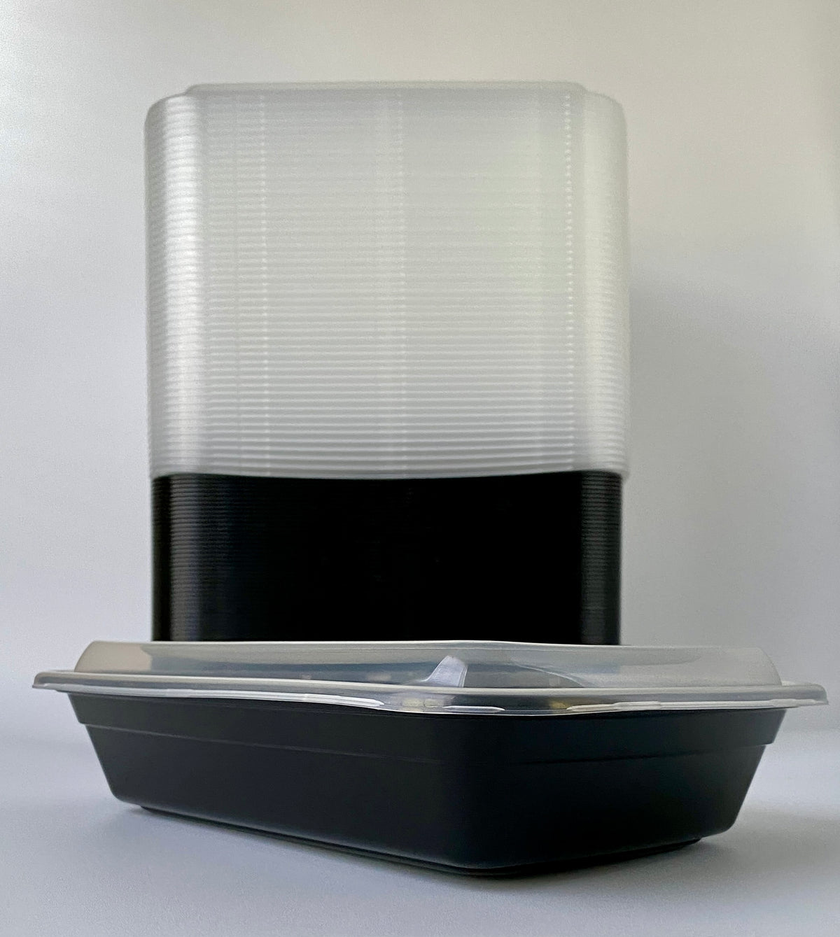 24 oz Black Rectangular Containers with Lids - 150/Case - Microwavable, BPA-Free, Food Storage &amp; Takeout