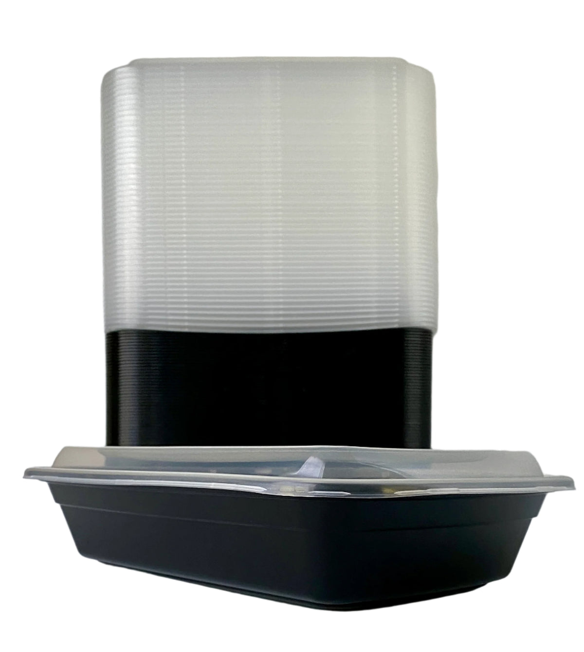16 oz Black Rectangular Containers with Clear Lids - 150/Case - Microwavable, BPA-Free, Food Storage & Takeout