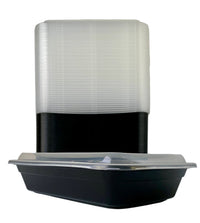 16 oz Black Rectangular Containers with Clear Lids - 150/Case - Microwavable, BPA-Free, Food Storage & Takeout