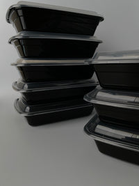 16 oz Black Rectangular Containers with Clear Lids - 150/Case - Microwavable, BPA-Free, Food Storage & Takeout
