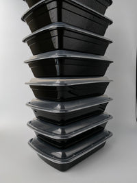 28 oz Black Rectangular Container Microwavable- 150/Case
