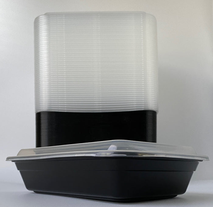 28 oz Black Rectangular Container Microwavable- 150/Case