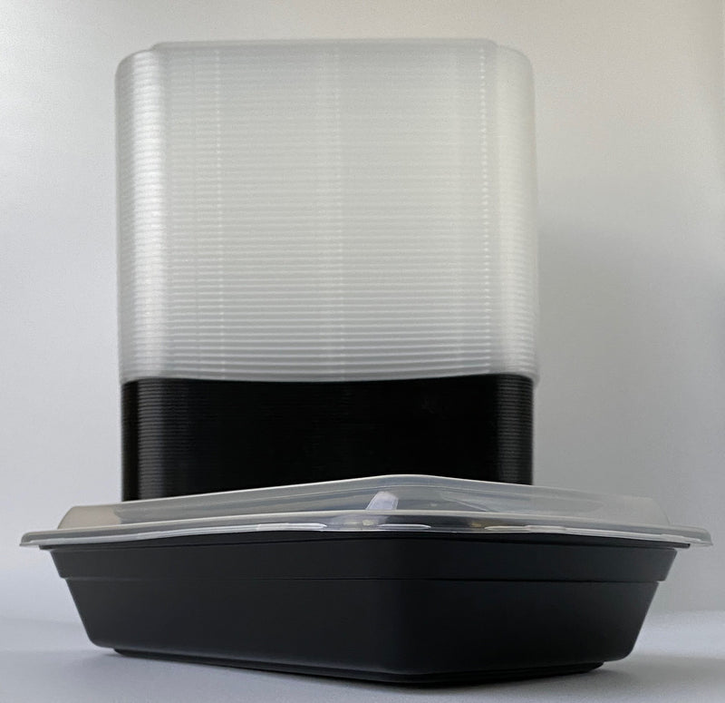 28 oz Black Rectangular Container Microwavable- 150/Case