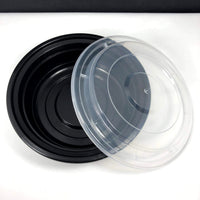 32 oz. Round Black   Microwavable Heavy Weight Container with Lid 7" 150/units