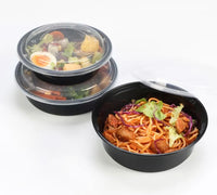 32 oz. Round Black   Microwavable Heavy Weight Container with Lid 7" 150/units