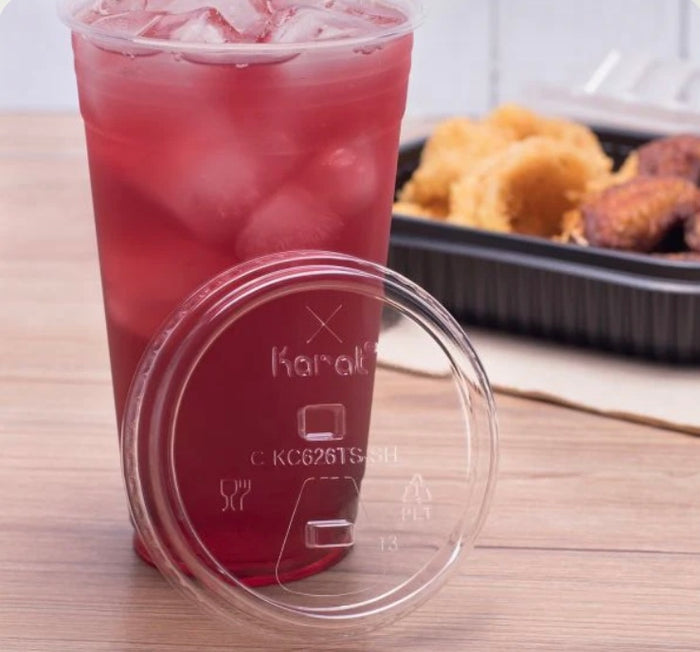 24 oz Clear Plastic Cups with Strawless-Sip-Lids, 25 Sets Disposable Cup Plastic Iced Coffee Cups, To Go Cup with Sip Through Lids for Smoothie, Milkshake, Cold Drinks for Party, Wedding, Event