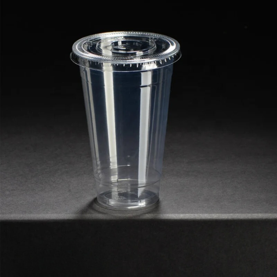 Disposable Clear Plastic Cups with Flat Lids and Straws Cup Smoothies, Disposable Cups for Iced Coffee, Smoothie, Milkshake, Cold Drinks