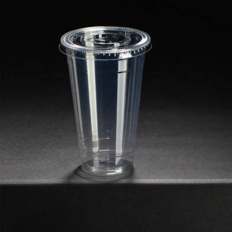 16 Oz Clear Crystal PET  Plastic Cold Cup 1000 & Flat Lids 1000/Case (98mm)