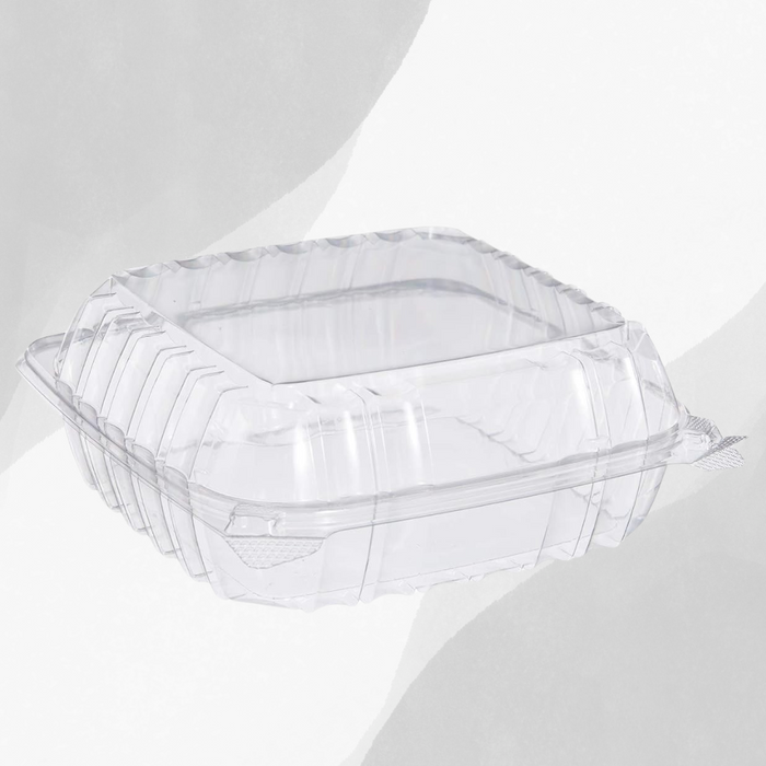 Dart C89PST1 ClearSeal 8 5/16" x 8 5/16" x 2" Hinged Lid Shallow Plastic Container - 250/Case