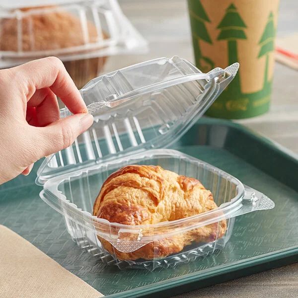 Dart C53PST1 ClearSeal Hinged Lid Plastic Container 5 3/8" x 5 1/4" x 2 5/8" - 500/Case