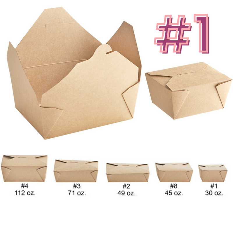 Kraft Microwavable Folded Paper #1 Take-Out Container 4 5/8" x 3 1/2" x 2 1/2" - 450/Case