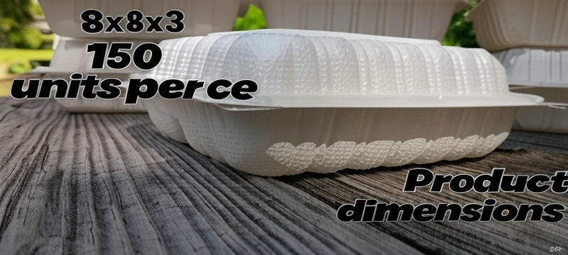 7.5 x 8" 1-Compartment Microwaveable White Mineral-Filled Plastic Hinged Take-Out Container - 150/Case