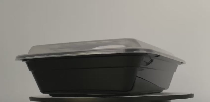 28 oz Black Rectangular Container Microwavable- 150/Case